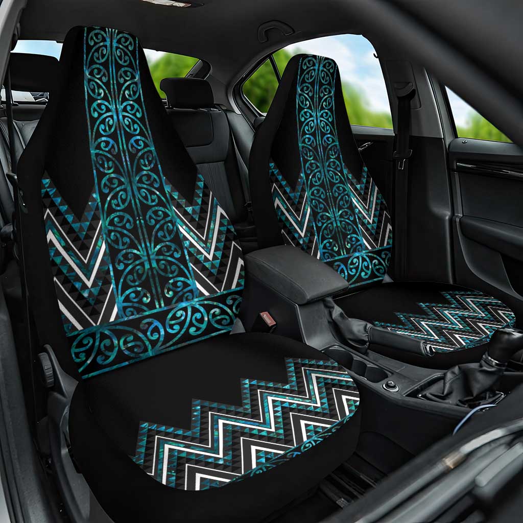 Paua Shell Aotearoa Mangopare Kowhaiwhai and Niho Taniwha Car Seat Cover Maori New Zealand