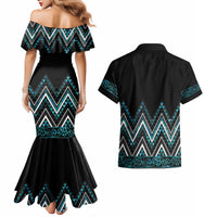 Paua Shell Aotearoa Mangopare Kowhaiwhai and Niho Taniwha Couples Matching Mermaid Dress and Hawaiian Shirt Maori New Zealand LT14 - Polynesian Pride