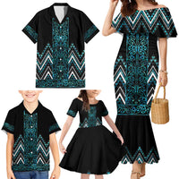 Paua Shell Aotearoa Mangopare Kowhaiwhai and Niho Taniwha Family Matching Mermaid Dress and Hawaiian Shirt Maori New Zealand LT14 - Polynesian Pride