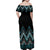 Paua Shell Aotearoa Mangopare Kowhaiwhai and Niho Taniwha Family Matching Off Shoulder Maxi Dress and Hawaiian Shirt Maori New Zealand