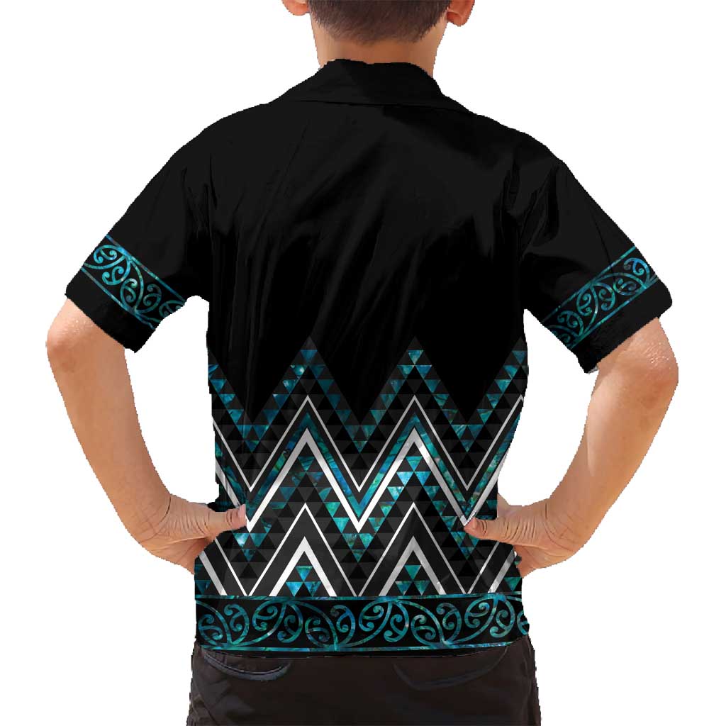 Paua Shell Aotearoa Mangopare Kowhaiwhai and Niho Taniwha Family Matching Puletasi and Hawaiian Shirt Maori New Zealand LT14 - Polynesian Pride