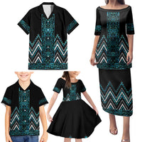 Paua Shell Aotearoa Mangopare Kowhaiwhai and Niho Taniwha Family Matching Puletasi and Hawaiian Shirt Maori New Zealand LT14 - Polynesian Pride