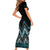 Paua Shell Aotearoa Mangopare Kowhaiwhai and Niho Taniwha Family Matching Short Sleeve Bodycon Dress and Hawaiian Shirt Maori New Zealand