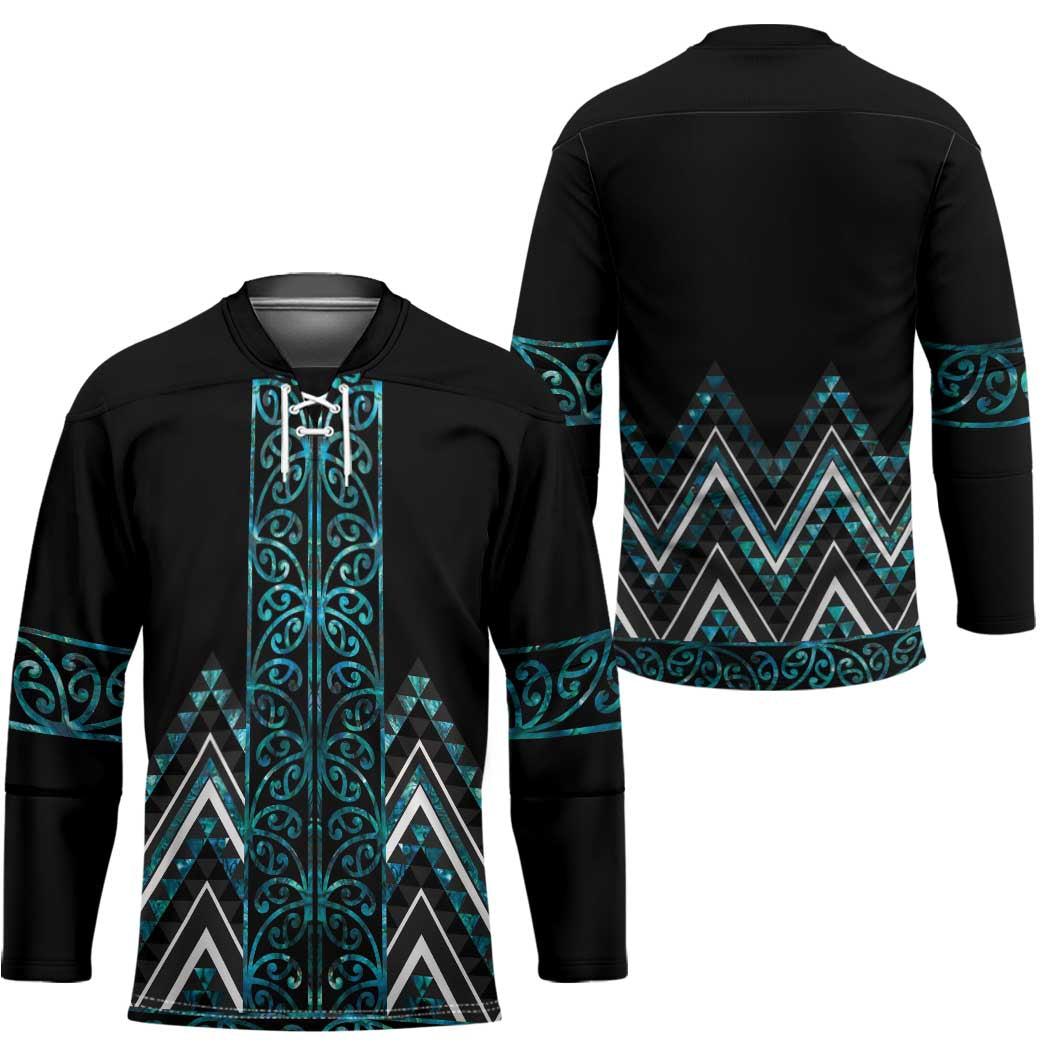 Paua Shell Aotearoa Mangopare Kowhaiwhai Niho Taniwha Hockey Jersey Maori New Zealand - Polynesian Pride