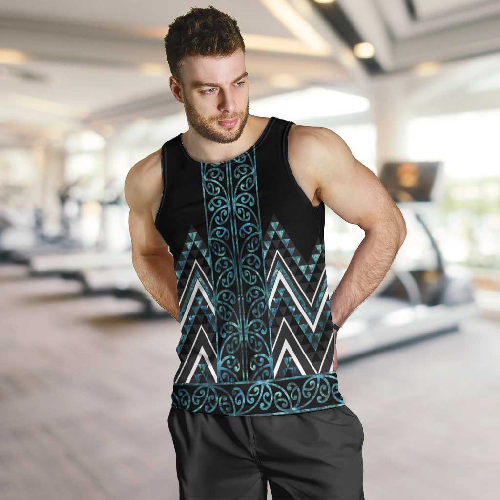 Paua Shell Aotearoa Mangopare Kowhaiwhai and Niho Taniwha Men Tank Top Maori New Zealand