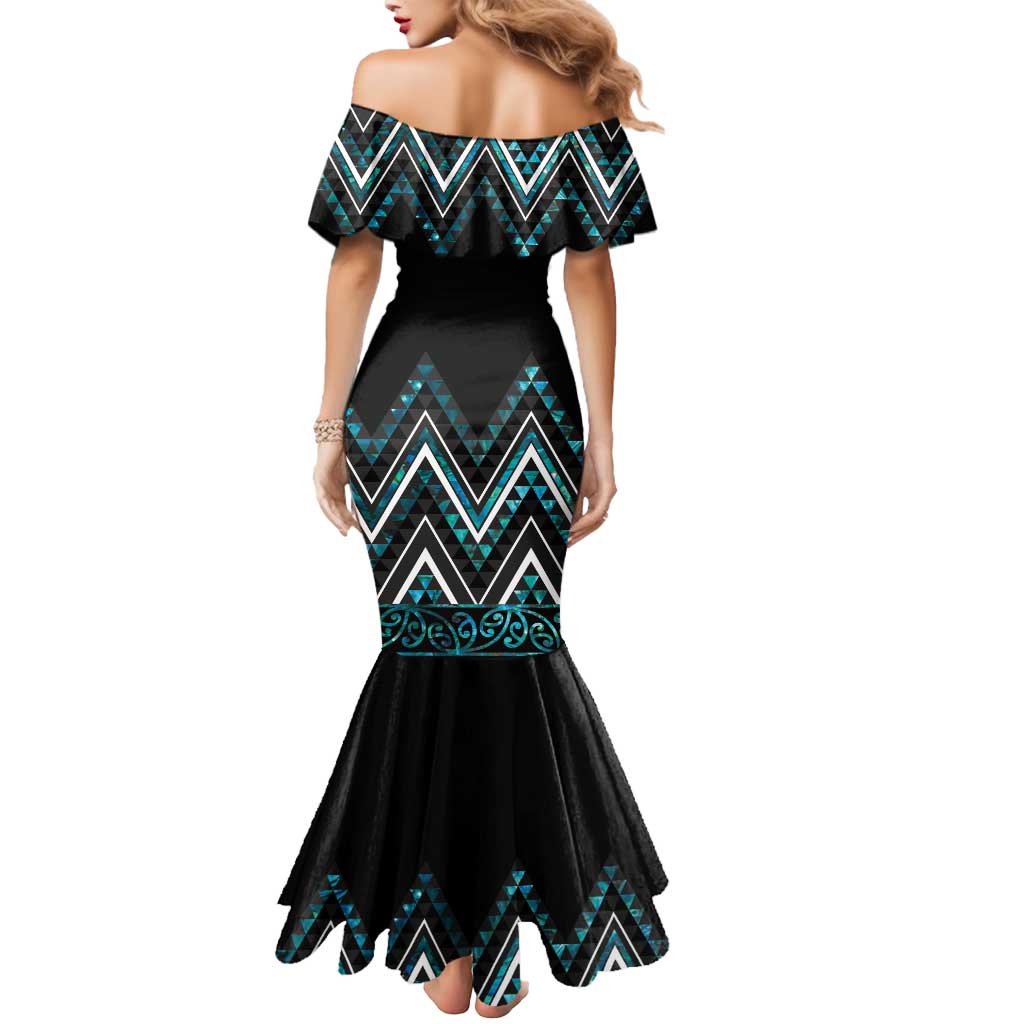 Paua Shell Aotearoa Mangopare Kowhaiwhai and Niho Taniwha Mermaid Dress Maori New Zealand