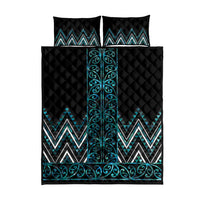 Paua Shell Aotearoa Mangopare Kowhaiwhai and Niho Taniwha Quilt Bed Set Maori New Zealand