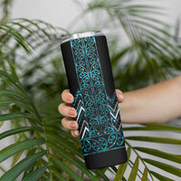 Paua Shell Aotearoa Mangopare Kowhaiwhai and Niho Taniwha Skinny Tumbler Maori New Zealand LT14 - Polynesian Pride