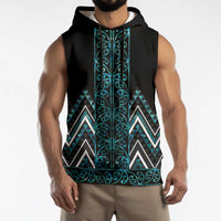 Paua Shell Aotearoa Mangopare Kowhaiwhai Niho Taniwha Sleeveless Hoodie Maori New Zealand - Polynesian Pride