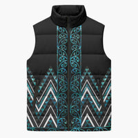 Paua Shell Aotearoa Mangopare Kowhaiwhai Niho Taniwha Sleeveless Puffer Jacket Maori New Zealand - Polynesian Pride