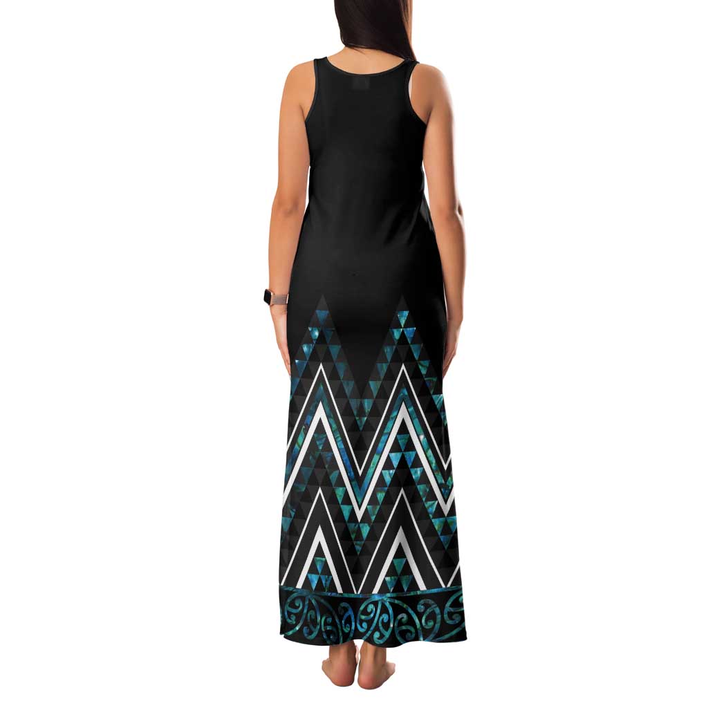Paua Shell Aotearoa Mangopare Kowhaiwhai and Niho Taniwha Tank Maxi Dress Maori New Zealand