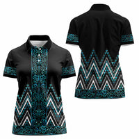 Paua Shell Aotearoa Mangopare Kowhaiwhai and Niho Taniwha Women Polo Shirt Maori New Zealand
