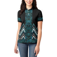 Paua Shell Aotearoa Mangopare Kowhaiwhai and Niho Taniwha Women Polo Shirt Maori New Zealand