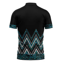 Paua Shell Aotearoa Mangopare Kowhaiwhai Niho Taniwha Zipper Polo Shirt Maori New Zealand - Polynesian Pride