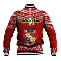 Tonga Rugby Baseball Jacket 2023 World Cup Tongan Kupesi Ngatu Pattern LT14 - Polynesian Pride