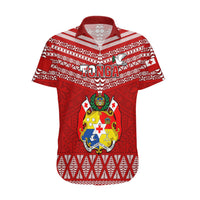 Tonga Rugby Hawaiian Shirt 2023 World Cup Tongan Kupesi Ngatu Pattern LT14 Red - Polynesian Pride