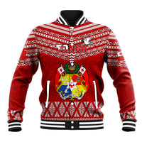 Custom Tonga Rugby Baseball Jacket 2023 World Cup Tongan Kupesi Ngatu Pattern LT14 Unisex Red - Polynesian Pride