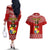 Custom Tonga Rugby Couples Matching Off The Shoulder Long Sleeve Dress and Hawaiian Shirt 2023 World Cup Tongan Kupesi Ngatu Pattern LT14 - Polynesian Pride