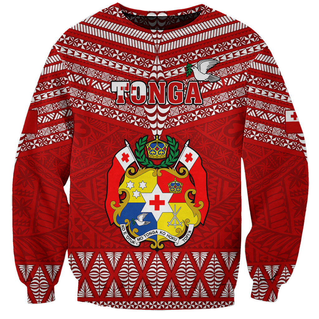 Custom Tonga Rugby Sweatshirt 2023 World Cup Tongan Kupesi Ngatu Pattern LT14 Unisex Red - Polynesian Pride
