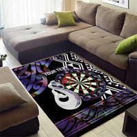 Personalised New Zealand Darts Area Rug Ngutukaka Manaia Taniko Luxury Purple - Polynesian Pride