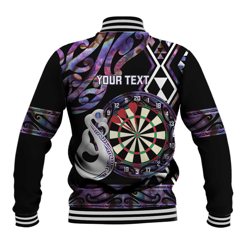 Personalised New Zealand Darts Baseball Jacket Ngutukaka Manaia Taniko Luxury Purple - Polynesian Pride