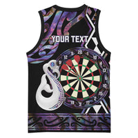 Personalised New Zealand Darts Basketball Jersey Ngutukaka Manaia Taniko Luxury Purple - Polynesian Pride