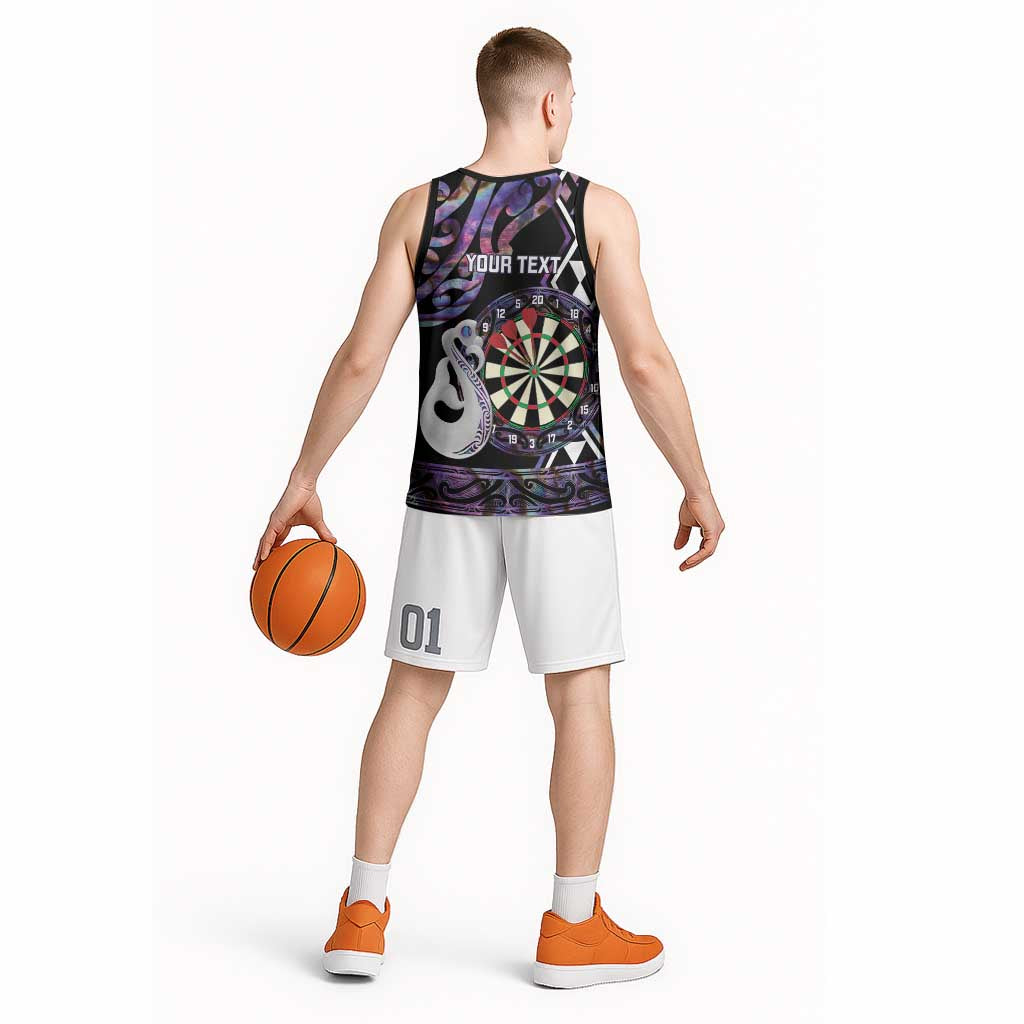 Personalised New Zealand Darts Basketball Jersey Ngutukaka Manaia Taniko Luxury Purple - Polynesian Pride