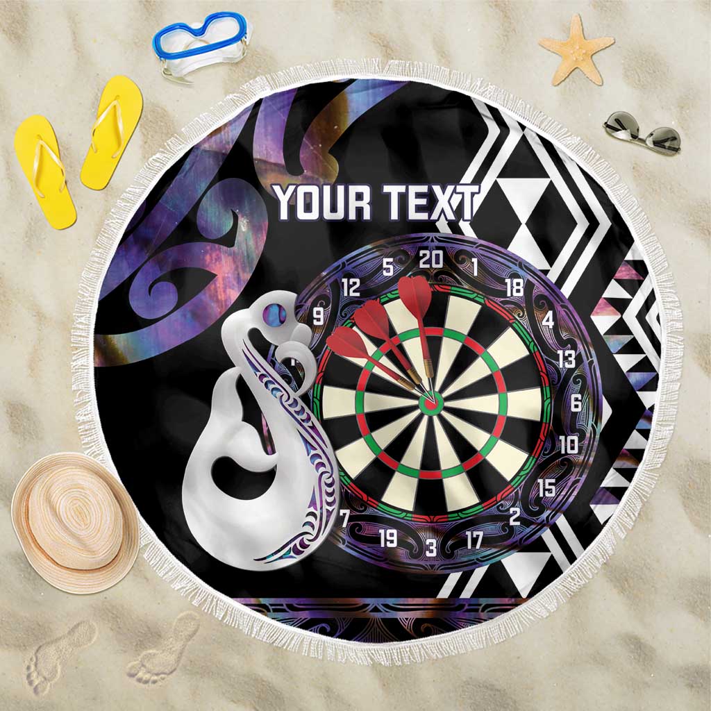 Personalised New Zealand Darts Beach Blanket Ngutukaka Manaia Taniko Luxury Purple - Polynesian Pride