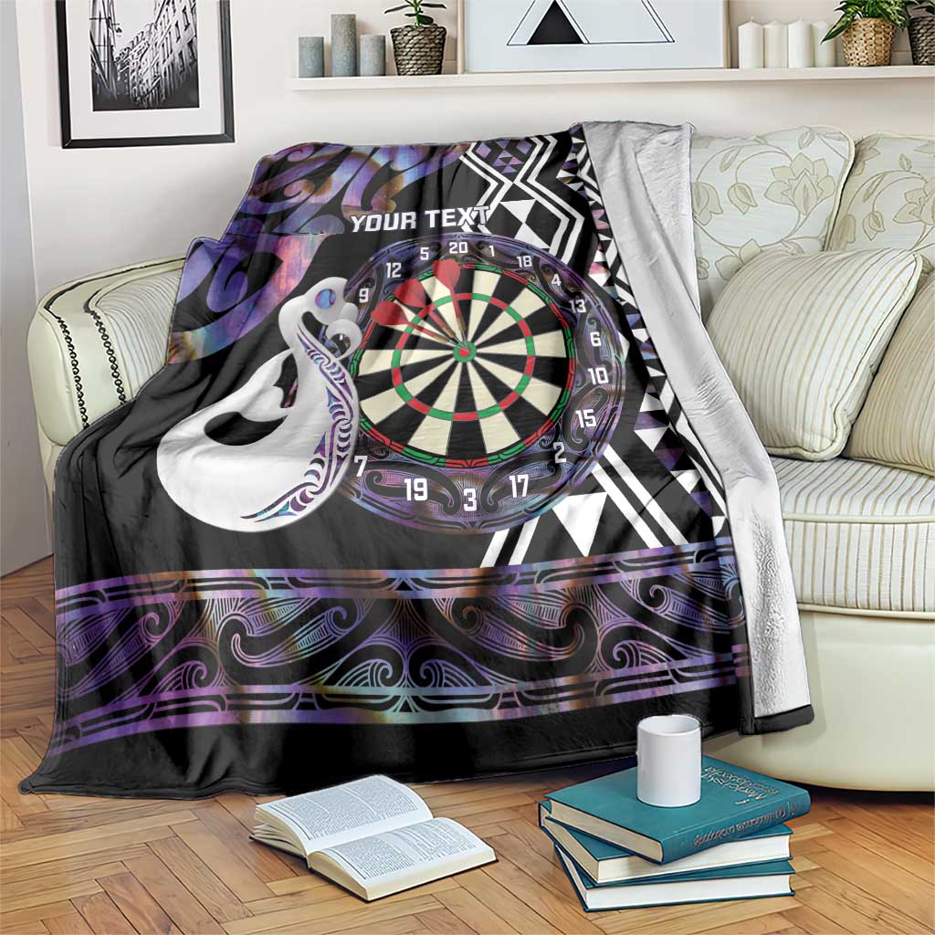 Personalised New Zealand Darts Blanket Ngutukaka Manaia Taniko Luxury Purple - Polynesian Pride