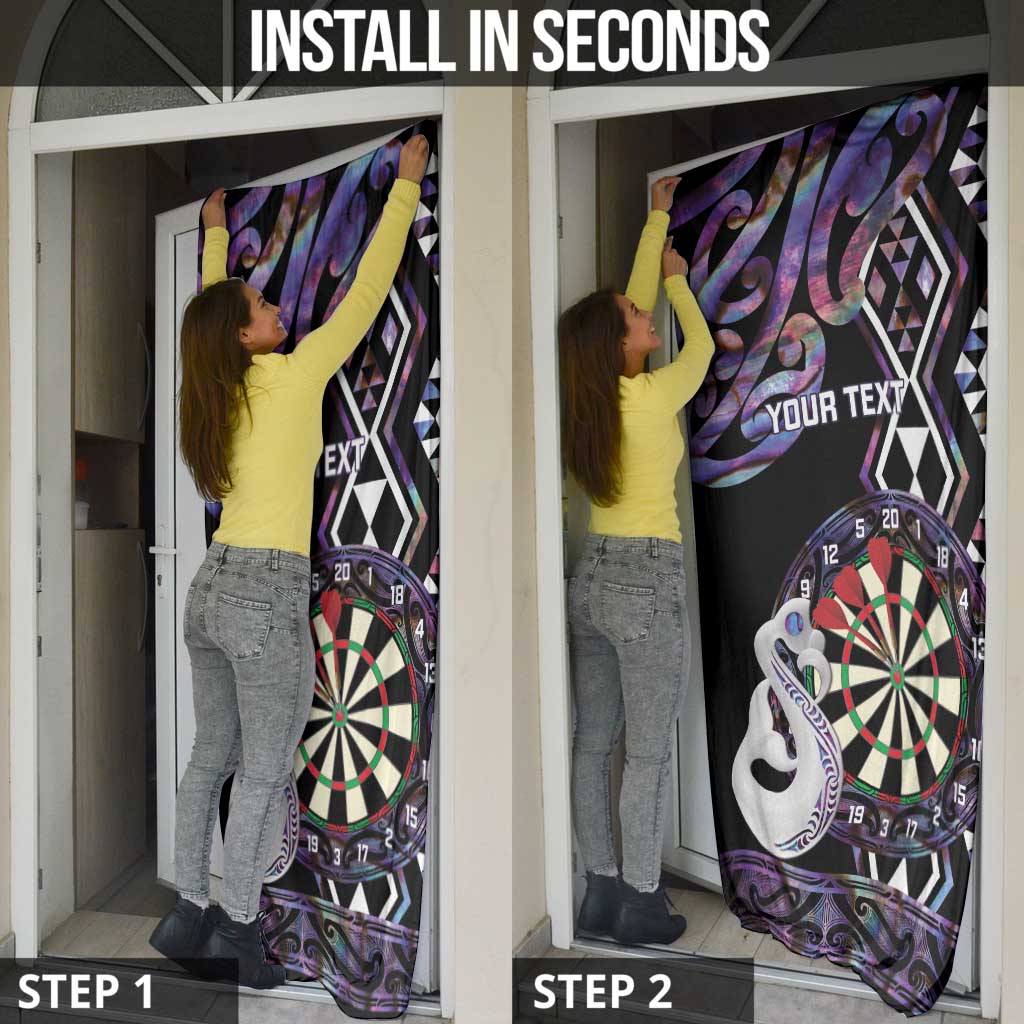 Personalised New Zealand Darts Door Cover Ngutukaka Manaia Taniko Luxury Purple - Polynesian Pride