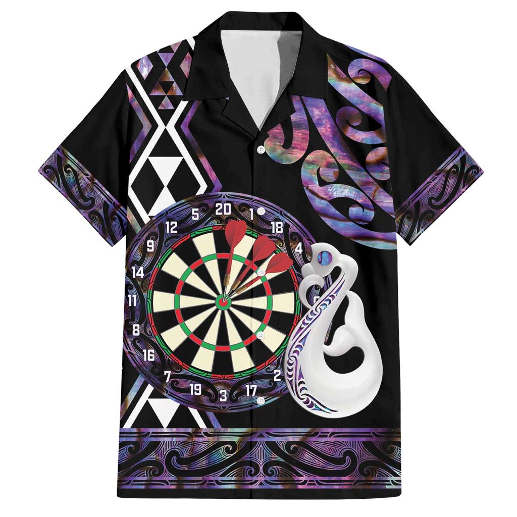 Personalised New Zealand Darts Family Matching Long Sleeve Bodycon Dress and Hawaiian Shirt Ngutukaka Manaia Taniko Luxury Purple LT14 Dad's Shirt - Short Sleeve Purple - Polynesian Pride