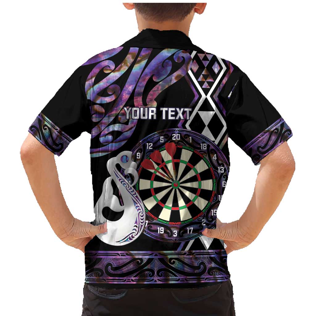 Personalised New Zealand Darts Family Matching Mermaid Dress and Hawaiian Shirt Ngutukaka Manaia Taniko Luxury Purple LT14 - Polynesian Pride