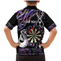 Personalised New Zealand Darts Family Matching Mermaid Dress and Hawaiian Shirt Ngutukaka Manaia Taniko Luxury Purple LT14 - Polynesian Pride