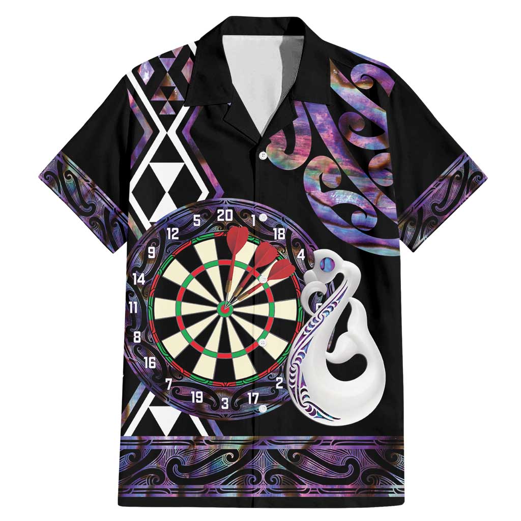 Personalised New Zealand Darts Family Matching Mermaid Dress and Hawaiian Shirt Ngutukaka Manaia Taniko Luxury Purple LT14 Dad's Shirt - Short Sleeve Purple - Polynesian Pride