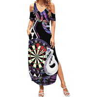 Personalised New Zealand Darts Family Matching Summer Maxi Dress and Hawaiian Shirt Ngutukaka Manaia Taniko Luxury Purple - Polynesian Pride