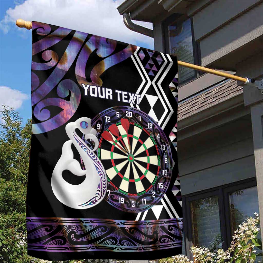 Personalised New Zealand Darts Garden Flag Ngutukaka Manaia Taniko Luxury Purple - Polynesian Pride