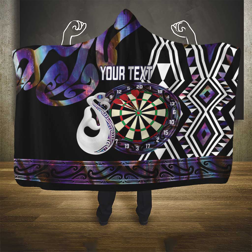 Personalised New Zealand Darts Hooded Blanket Ngutukaka Manaia Taniko Luxury Purple - Polynesian Pride