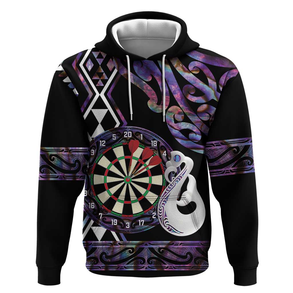 Personalised New Zealand Darts Hoodie Ngutukaka Manaia Taniko Luxury Purple - Polynesian Pride