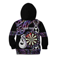 Personalised New Zealand Darts Kid Hoodie Ngutukaka Manaia Taniko Luxury Purple - Polynesian Pride