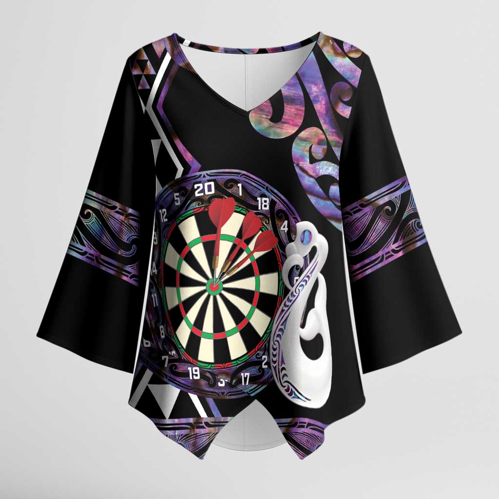 Personalised New Zealand Darts Kimono Sleeve Blouse Ngutukaka Manaia Taniko Luxury Purple - Polynesian Pride