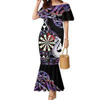 Personalised New Zealand Darts Mermaid Dress Ngutukaka Manaia Taniko Luxury Purple - Polynesian Pride