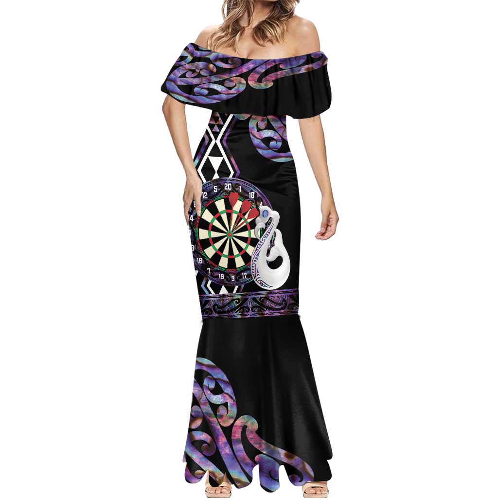 Personalised New Zealand Darts Mermaid Dress Ngutukaka Manaia Taniko Luxury Purple - Polynesian Pride