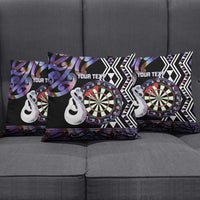 Personalised New Zealand Darts Pillow Cover Ngutukaka Manaia Taniko Luxury Purple - Polynesian Pride