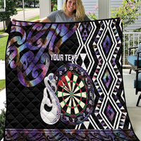 Personalised New Zealand Darts Quilt Ngutukaka Manaia Taniko Luxury Purple - Polynesian Pride