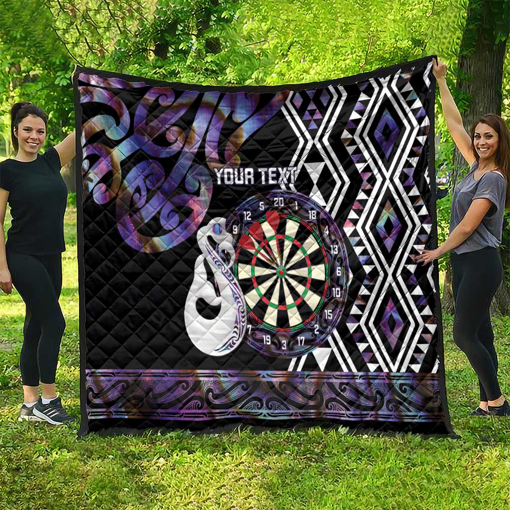 Personalised New Zealand Darts Quilt Ngutukaka Manaia Taniko Luxury Purple - Polynesian Pride