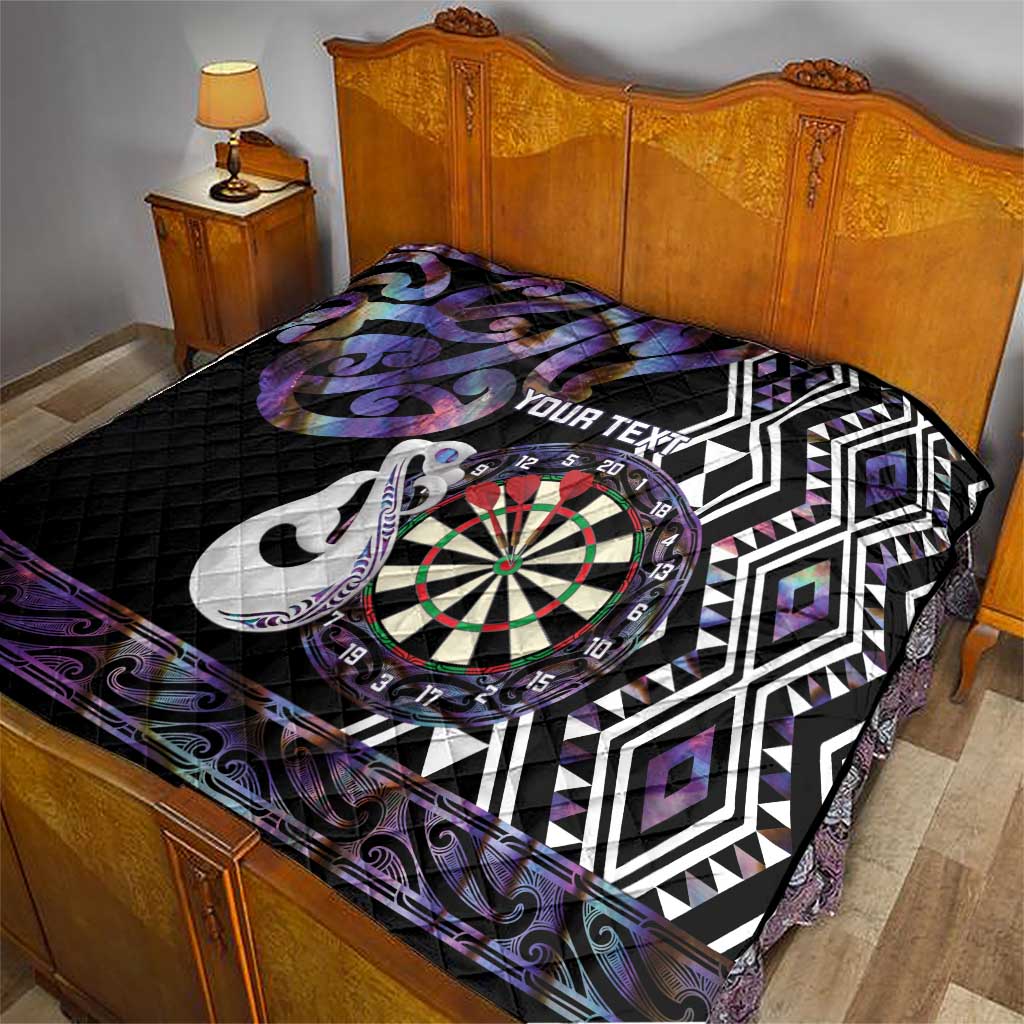 Personalised New Zealand Darts Quilt Ngutukaka Manaia Taniko Luxury Purple - Polynesian Pride