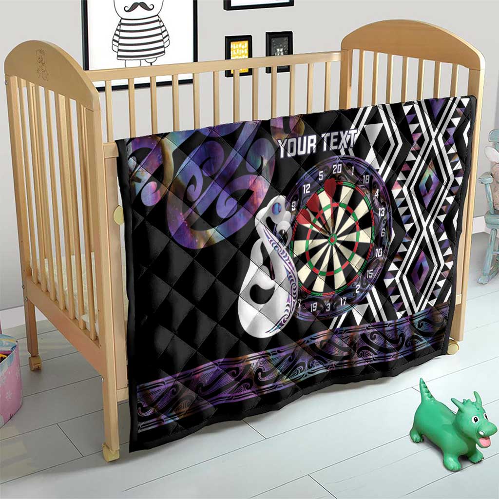 Personalised New Zealand Darts Quilt Ngutukaka Manaia Taniko Luxury Purple - Polynesian Pride