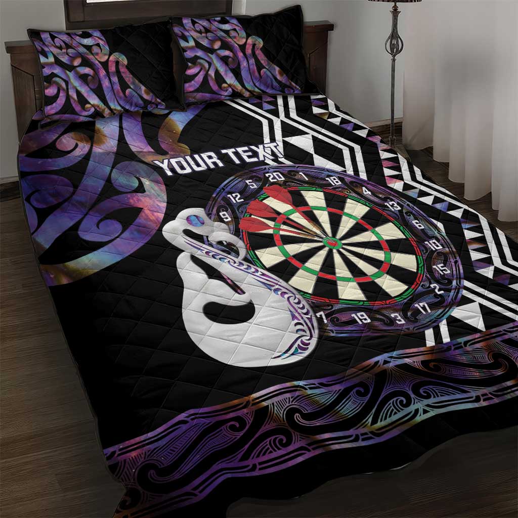 Personalised New Zealand Darts Quilt Bed Set Ngutukaka Manaia Taniko Luxury Purple - Polynesian Pride