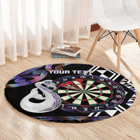 Personalised New Zealand Darts Round Carpet Ngutukaka Manaia Taniko Luxury Purple - Polynesian Pride