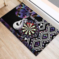 Personalised New Zealand Darts Rubber Doormat Ngutukaka Manaia Taniko Luxury Purple - Polynesian Pride
